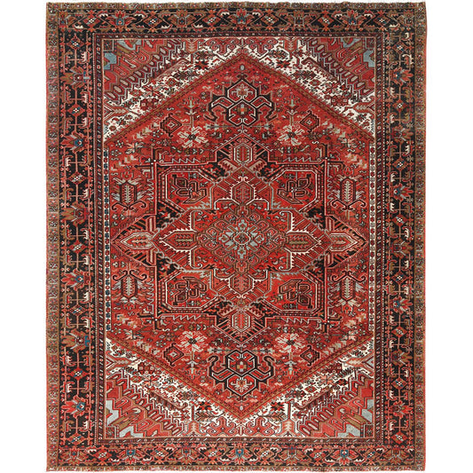 Heriz Wool Hand Knotted Rug Red Midnight Blue 9.9X12.4 -O085248