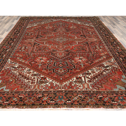 Heriz Wool Hand Knotted Rug Red Midnight Blue 9.9X12.4 -O085248