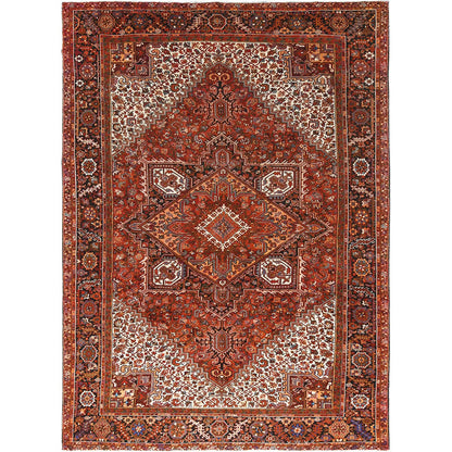 Heriz Wool Hand Knotted Rug Red Midnight Blue 9.6X13.3 -O085270