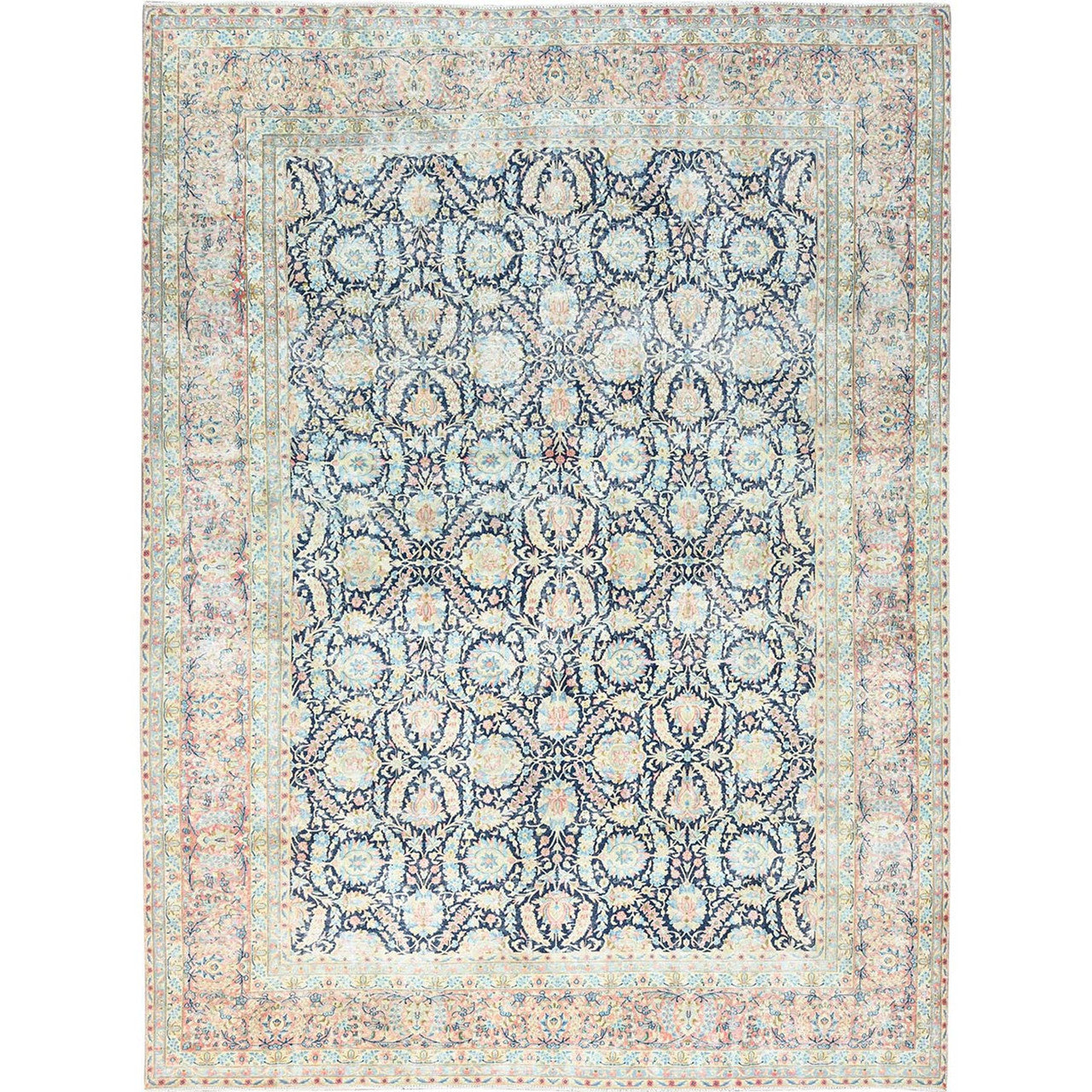 Blue 11'7" x 15'9" Overdyed & Vintage Hand knotted Wool Rug - Sku: O085272