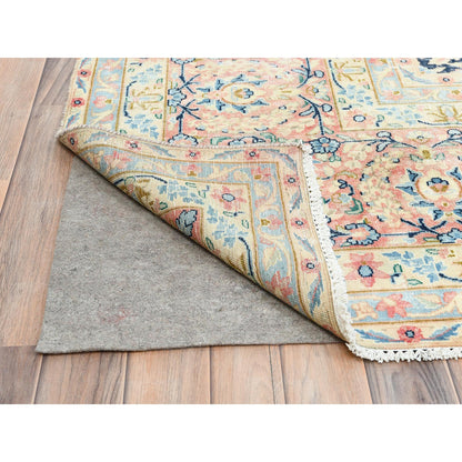 Overdyed & Vintage Wool Hand Knotted Rug Blue Red 11.7X15.9 -O085272