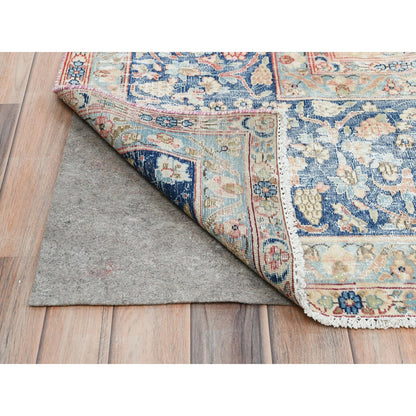 Overdyed & Vintage Wool Hand Knotted Rug Ivory Blue 9.9X13.2 -O085273