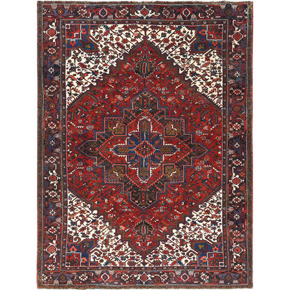Heriz Wool Hand Knotted Rug Red Midnight Blue 8.3X11.0 -O085279