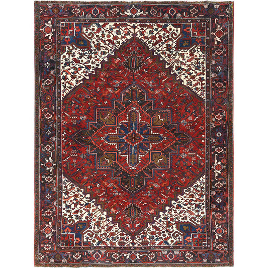 Heriz Wool Hand Knotted Rug Red Midnight Blue 8.3X11.0 -O085279
