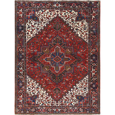 Heriz Wool Hand Knotted Rug Red Midnight Blue 8.3X11.0 -O085279