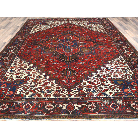 Heriz Wool Hand Knotted Rug Red Midnight Blue 8.3X11.0 -O085279
