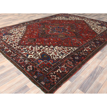 Heriz Wool Hand Knotted Rug Red Midnight Blue 8.3X11.0 -O085279