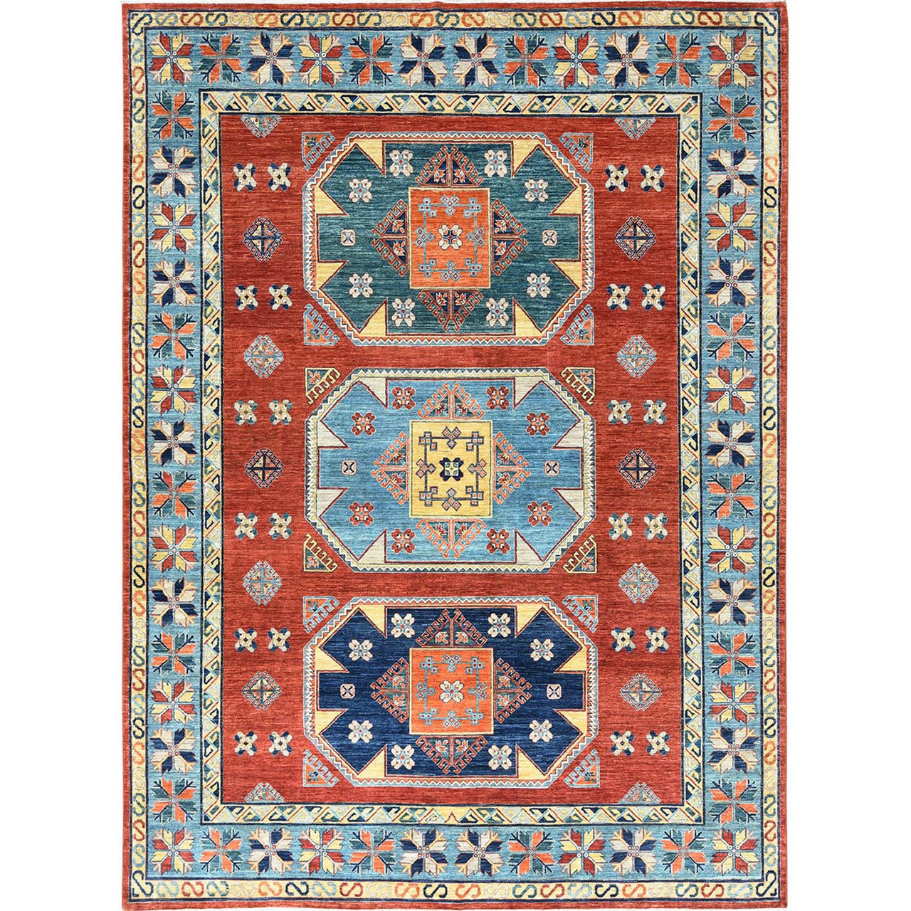 Red 9'0" x 12'2" Tribal & Geometric Hand knotted Wool Rug - Sku: O085299