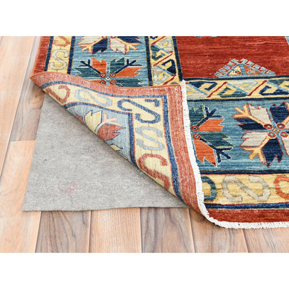 Tribal & Geometric Wool Hand Knotted Rug Red Blue 9.0X12.2 -O085299