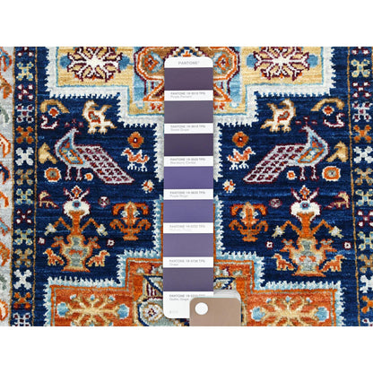 Tribal & Geometric Wool Hand Knotted Rug Blue Red 2.1X5.10 -O085306