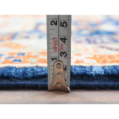 Tribal & Geometric Wool Hand Knotted Rug Blue Red 2.9X11.3 -O085307