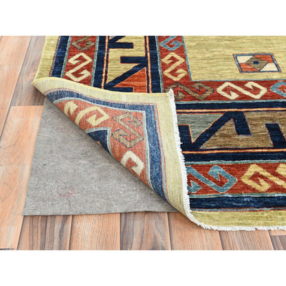 Tribal & Geometric Wool Hand Knotted Rug Green Red 9.0X11.7 -O085309