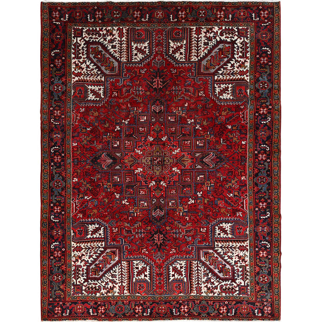 Red 8'0" x 10'8" Heriz Hand knotted Wool Rug - Sku: O085313