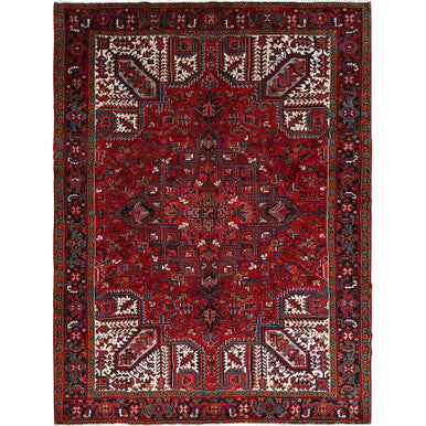 Heriz Wool Hand Knotted Rug Red Blue 8.0X10.8 -O085313