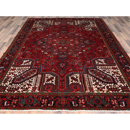 Heriz Wool Hand Knotted Rug Red Blue 8.0X10.8 -O085313