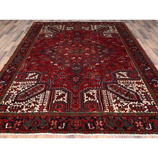 Heriz Wool Hand Knotted Rug Red Blue 8.0X10.8 -O085313