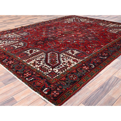 Heriz Wool Hand Knotted Rug Red Blue 8.0X10.8 -O085313
