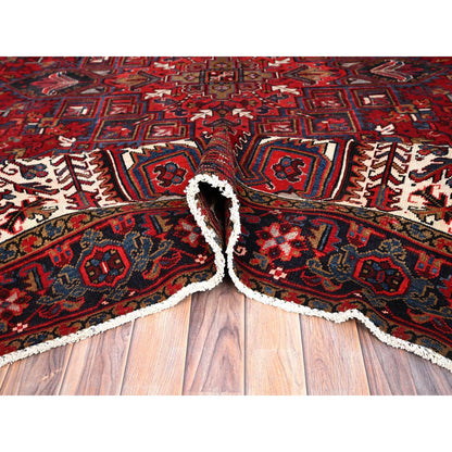 Heriz Wool Hand Knotted Rug Red Blue 8.0X10.8 -O085313