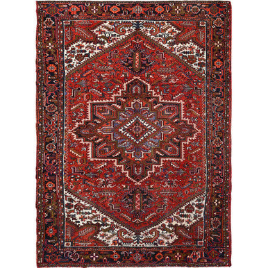 Heriz Wool Hand Knotted Rug Red Blue 7.10X11.0 -O085315