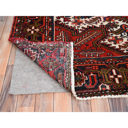 Heriz Wool Hand Knotted Rug Red Blue 7.10X11.0 -O085315