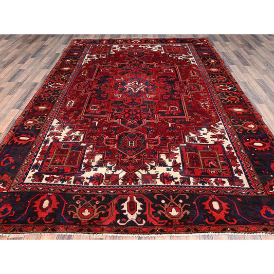 Heriz Wool Hand Knotted Rug Red Black 7.10X11.9 -O085328