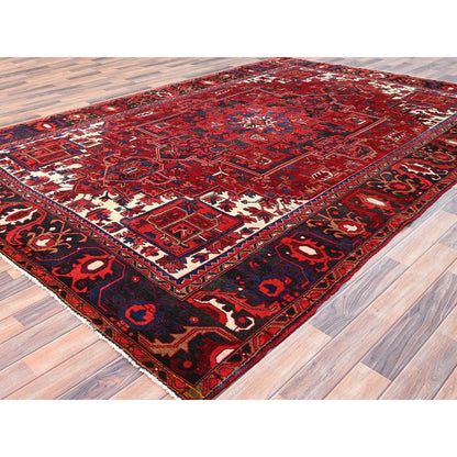 Heriz Wool Hand Knotted Rug Red Black 7.10X11.9 -O085328