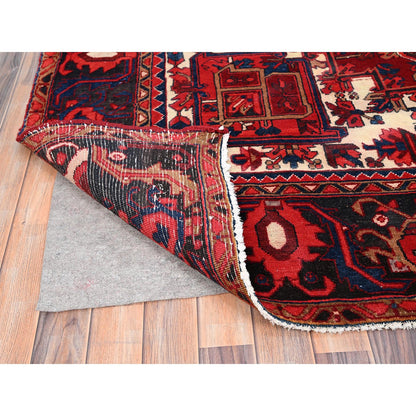 Heriz Wool Hand Knotted Rug Red Black 7.10X11.9 -O085328