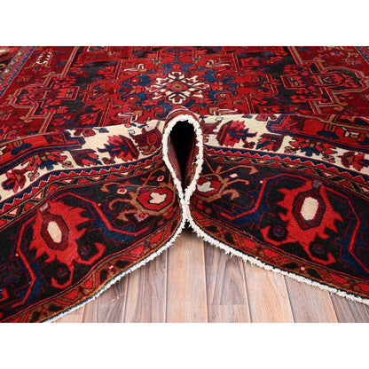 Heriz Wool Hand Knotted Rug Red Black 7.10X11.9 -O085328