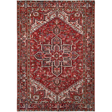 Heriz Wool Hand Knotted Rug Red Red 7.9X10.10 -O085339