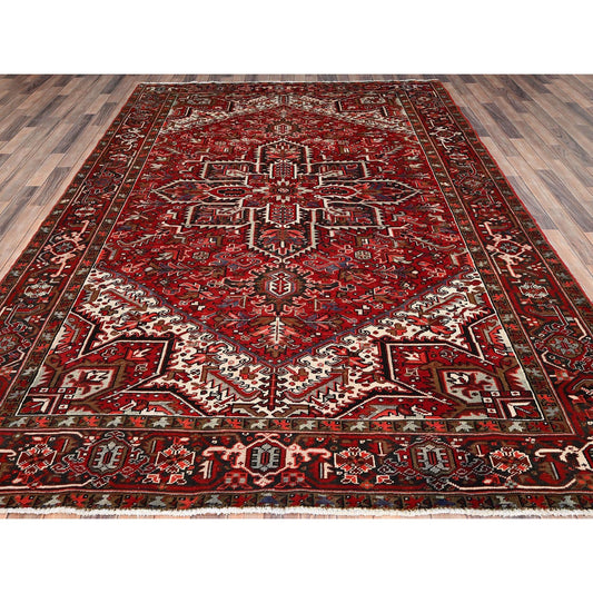 Heriz Wool Hand Knotted Rug Red Red 7.9X10.10 -O085339