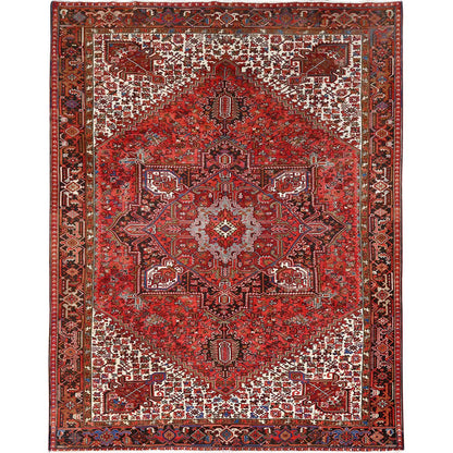 Heriz Wool Hand Knotted Rug Red Black 9.8X12.9 -O085365