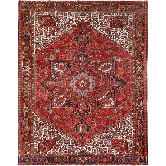 Heriz Wool Hand Knotted Rug Red Black 9.8X12.9 -O085365