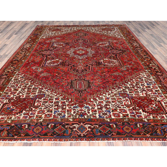 Heriz Wool Hand Knotted Rug Red Black 9.8X12.9 -O085365