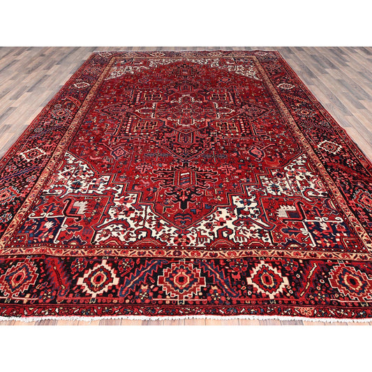 Heriz Wool Hand Knotted Rug Red Blue 9.6X13.6 -O085370