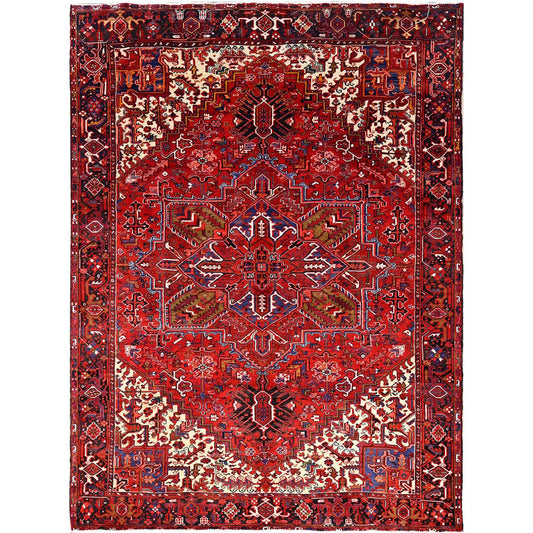 Heriz Wool Hand Knotted Rug Red Blue 9.4X12.5 -O085371