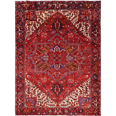 Heriz Wool Hand Knotted Rug Red Blue 9.4X12.5 -O085371