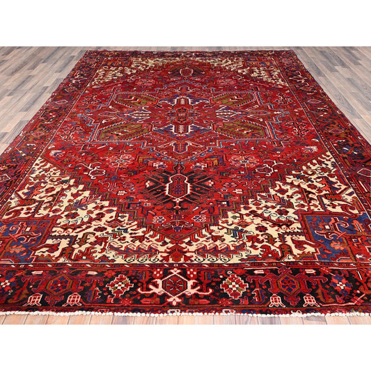 Heriz Wool Hand Knotted Rug Red Blue 9.4X12.5 -O085371