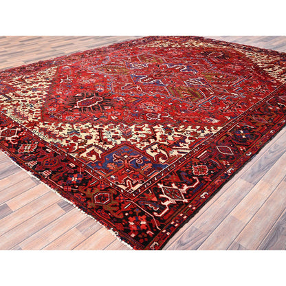 Heriz Wool Hand Knotted Rug Red Blue 9.4X12.5 -O085371