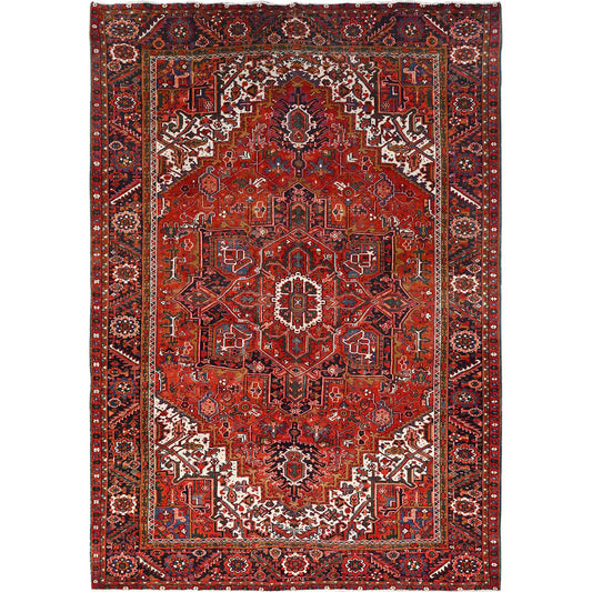 Heriz Wool Hand Knotted Rug Red Yankees Blue 9.6X13.10 -O085377