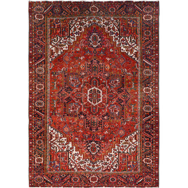 Heriz Wool Hand Knotted Rug Red Yankees Blue 9.6X13.10 -O085377
