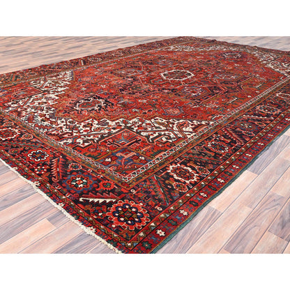 Heriz Wool Hand Knotted Rug Red Yankees Blue 9.6X13.10 -O085377