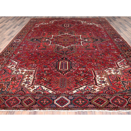 Heriz Wool Hand Knotted Rug Red Black 10.1X12.9 -O085382