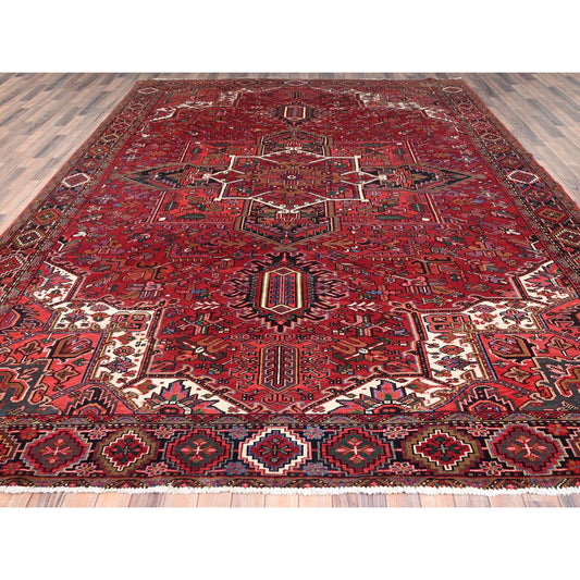 Heriz Wool Hand Knotted Rug Red Black 10.1X12.9 -O085382