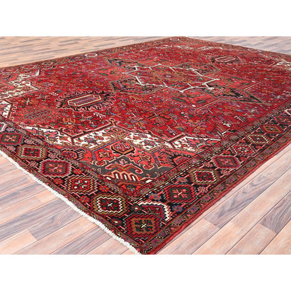 Heriz Wool Hand Knotted Rug Red Black 10.1X12.9 -O085382