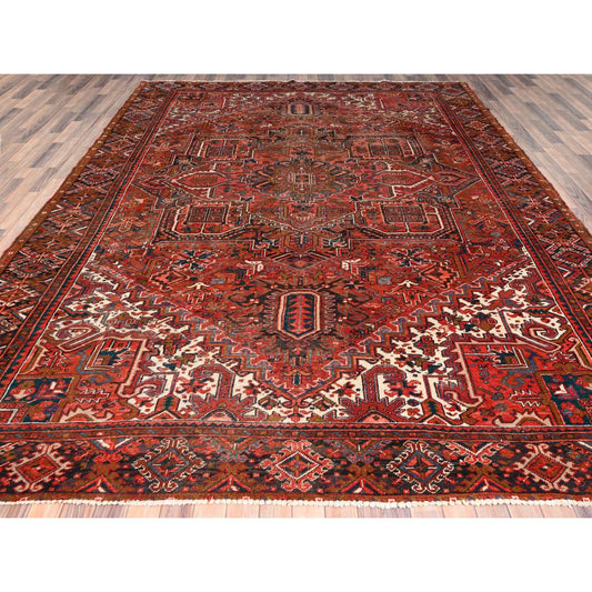 Heriz Wool Hand Knotted Rug Red Chocolate Brown 10.0X12.5 -O085384