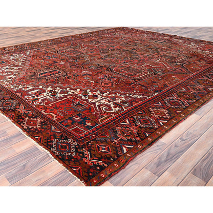 Heriz Wool Hand Knotted Rug Red Chocolate Brown 10.0X12.5 -O085384