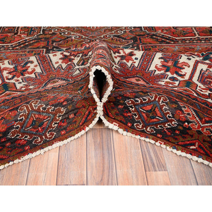 Heriz Wool Hand Knotted Rug Red Chocolate Brown 10.0X12.5 -O085384