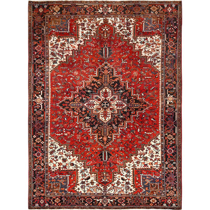 Heriz Wool Hand Knotted Rug Red Black 8.3X10.10 -O085385