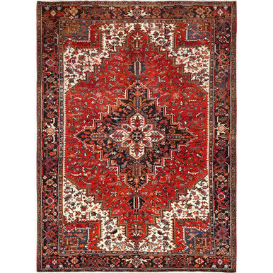 Heriz Wool Hand Knotted Rug Red Black 8.3X10.10 -O085385