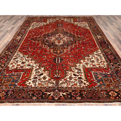Heriz Wool Hand Knotted Rug Red Black 8.3X10.10 -O085385